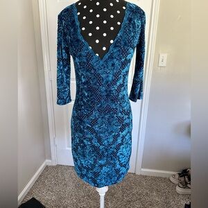 Free People Intimately Blue Velvet Floral Dress